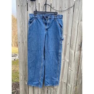 Rural King Mens Blue Denim Carpenter Jeans Utility Workwear Pants Medium Wash